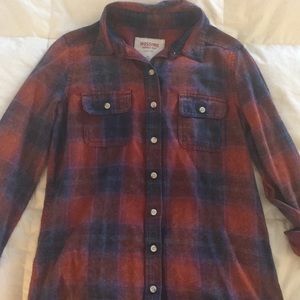Mossimo Plaid Button Up Flannel in Red Navy Teal